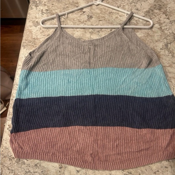 Women’s Striped Color Block Sweater Tank Top Large - Picture 5 of 7